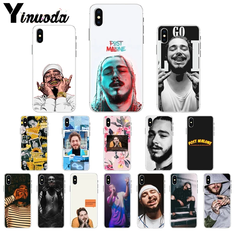 

Yinuoda Post Malone TPU Transparent Phone Case Cover Shell for Apple iPhone 7 6 6S Plus 5 5S SE XR 8 X XS MAX Mobile Cover
