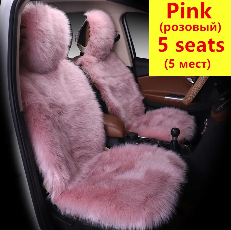 Натуральный мех Австралийская овчина, автомобильные чехлы, универсальный размер, 6 цветов, длинные волосы для автомобиля lada granta для автомобиля kalina priora - Название цвета: 5 seats