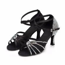 Женская обувь для бальных танцев, латинских танцев, атласная обувь для сальсы, женская обувь для самбы, танго, кизомбы, праздничная обувь, высокий каблук 7,5 см, VA20