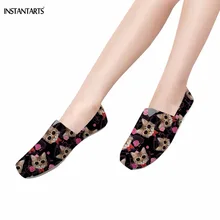 INSTANTARTS/милые туфли на плоской подошве с 3D принтом в виде животных, солнцезащитных очков, кота/котенка, для девочек-подростков, женские лоферы, Тканевая обувь, обувь с квадратным носком