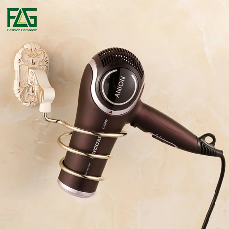 

FLG Innovative Wall mounted Hair Dryer Rack Stand Rack Shelf Space White Color Bathroom Wall Shelf Storage Hairdryer Holder 01