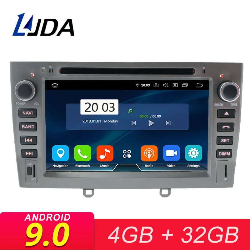 Discount LJDA Android 9.0 Car Multimedia Player For PEUGEOT 308 408 308W GPS Navigation 2 Din Car Radio 4G+32G Stereo WIFI DVD CD Video 0