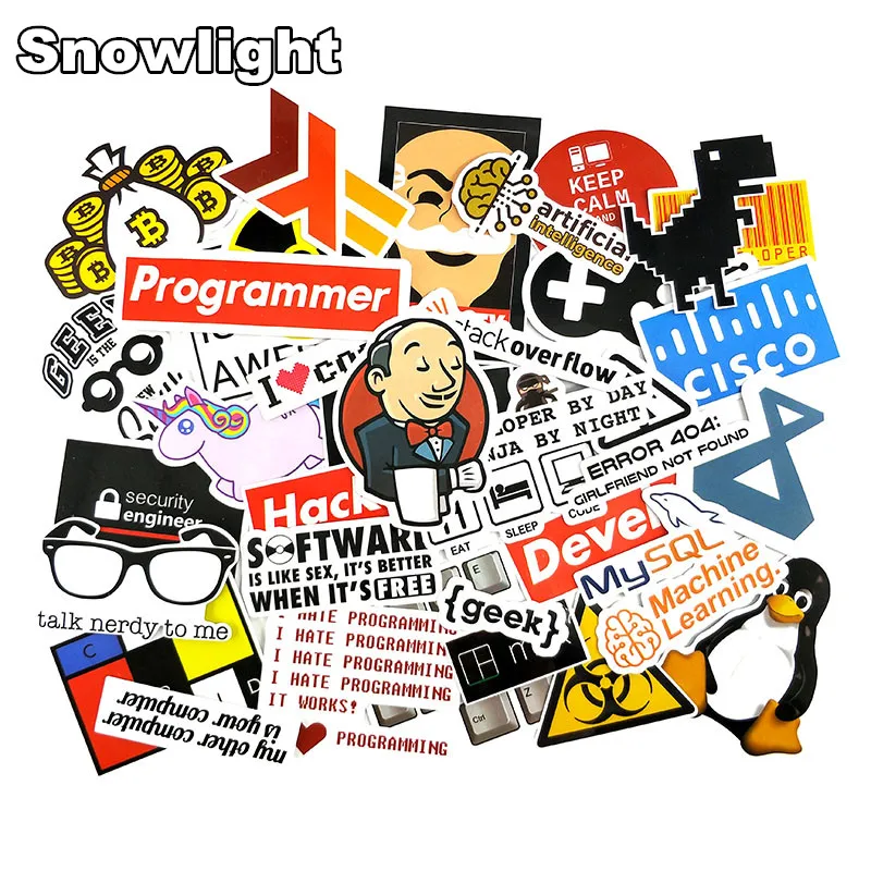 New 40Pcs/Set Internet Java JS Php Html Cloud Docker Programming Language APP Logo Cool Stickers for Laptop Car DIY Stickers