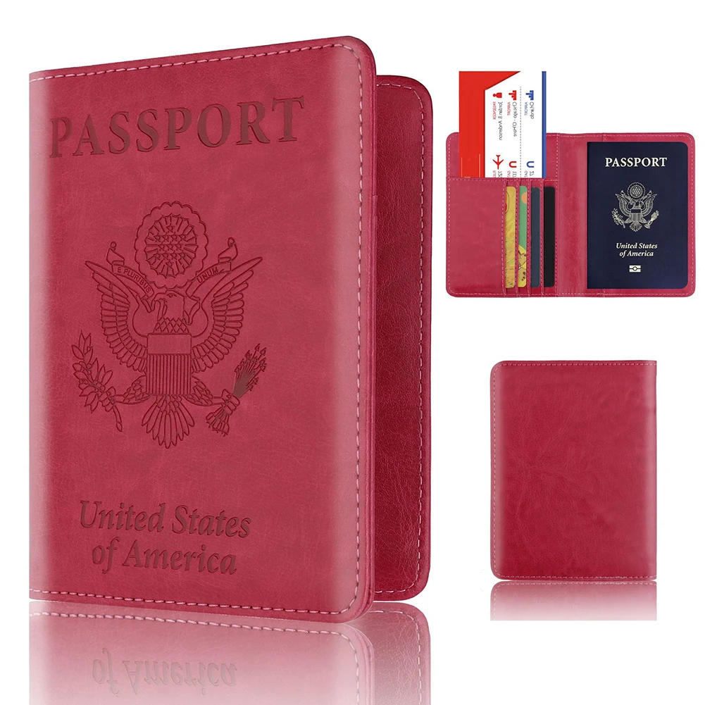 Кожа Соединенные Штаты паспорт RFID крепление фиксатора Дорожный Чехол кожаный чехол для паспорта случае пользовательские крышка
