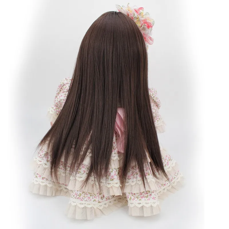 Силикона Reborn Baby Куклы, Lifelike Reborn Играть дома игрушка подарок на день рождения длинные волосы Искусственные парики для девочек Платья для