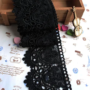 

5yards/lot 8cm width cotton water soluble hollow black and white clothing Lace accessories lace DIY skirt hem curtain decorati