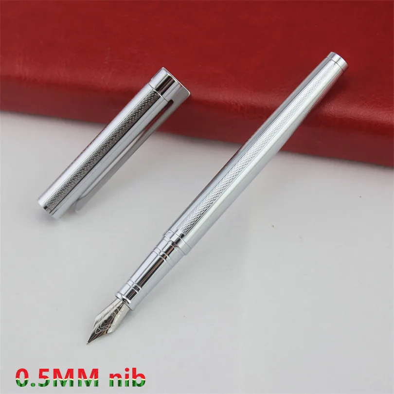 Jinhao блестящие перьевые ручки из платиновой стали, роскошный бренд, металлические серебристые перьевые ручки с капюшоном 0,38 мм, чернильные ручки для школы и офиса - Цвет: E