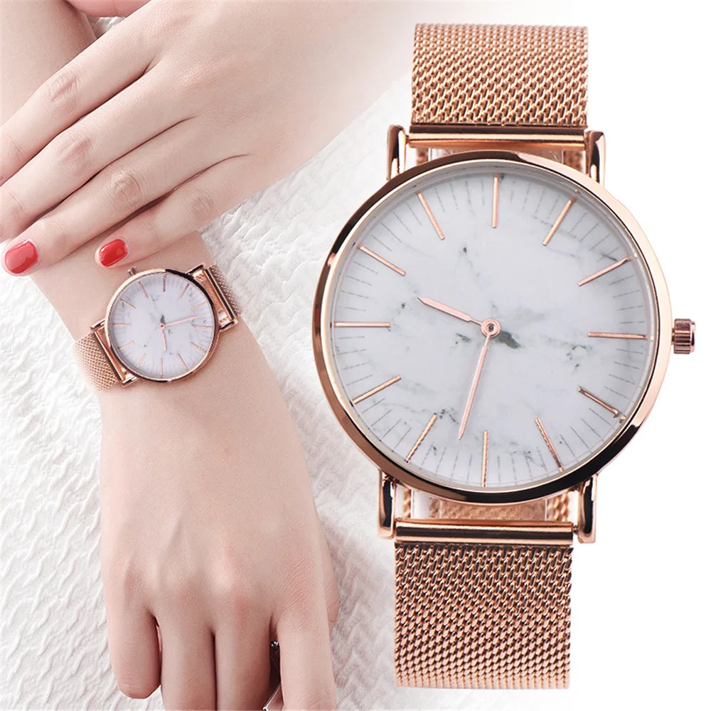 

Marble Style Watches Women Mens Quartz Watch Top Luxury Stainless Steel Military Sport Dial Wrist Watch Clock Relogio Feminino