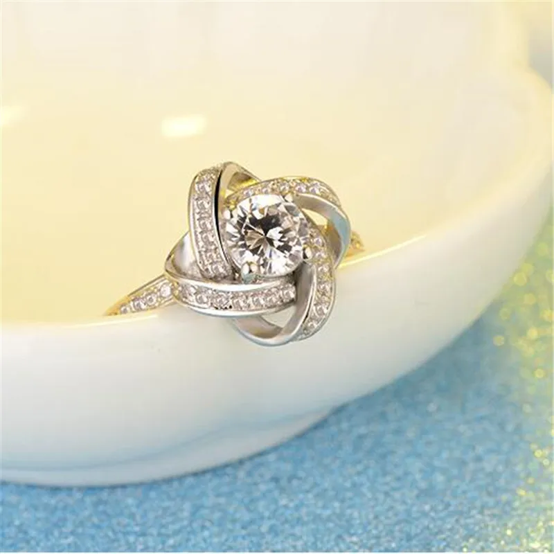 925 Sterling Silver Crystal Clover Ring Bague Anillos Pure Silver Fine Jewelry For Women silver rings silver ring