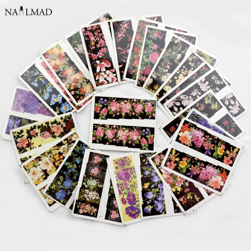 24 шт. водные переводки для ногтей с цветущими пионами|nail sticker decoration|nail water decalsfloral