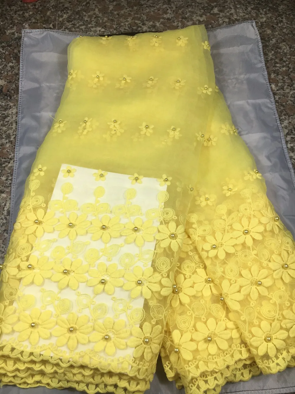 Последней бусины африканские кружевной ткани желтого ткань для платья Франция швейцарская вуаль тюль кружевной ткани для кружева свадебное органзы бисером кружево