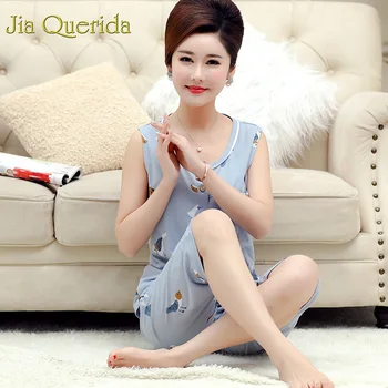 

Pajama Sets Women Pyjamas Women Xxxl 4xl Big Size Cotton Sleepwear 2019 Summer Sleeveless Pj Set Print Women Shorts Pajama Suits