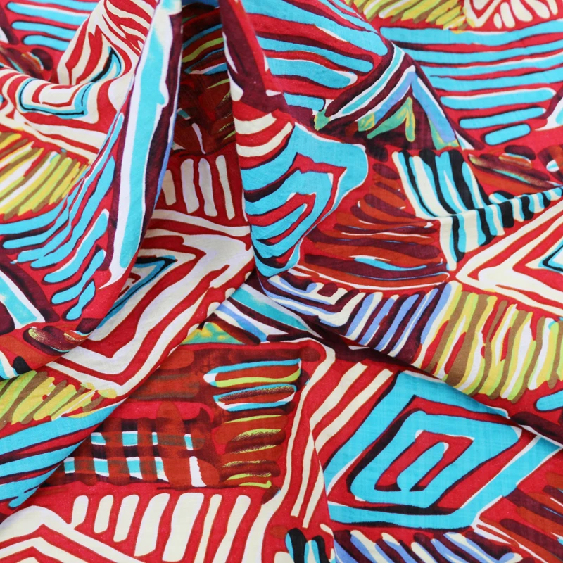 

geometric patchwork cotton fabric thin cotton gauze summer textile crepe