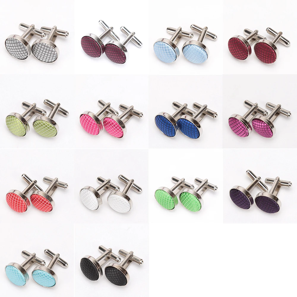 1Pair Mens Cufflinks for Busines Fashion Shirt Wedding Party Men Cufflink Solid Cloth Round Cufflinks Accessories Wholesales