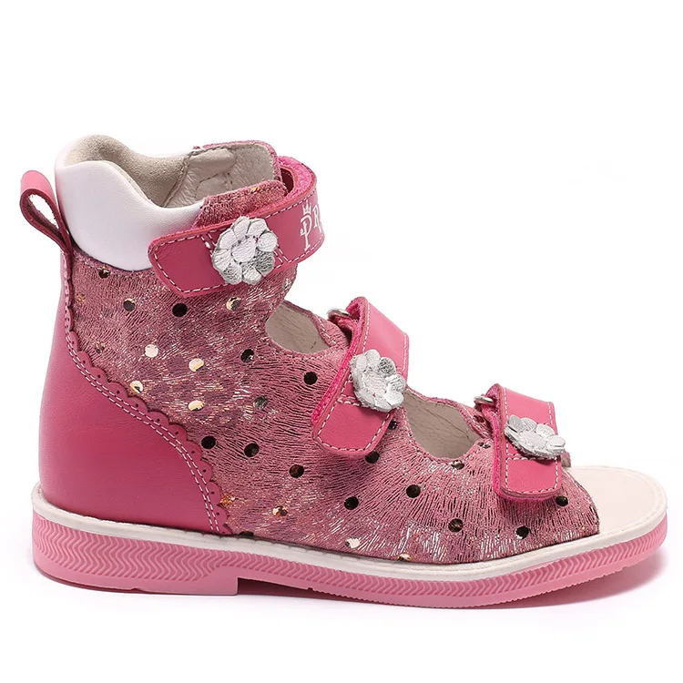 pink Princepard/Лидер продаж года; детская ортопедическая обувь; цвет розовый, красный; Детские ортопедические сандалии; первый кожаный верх; размеры 21-36; детские сандалии - Цвет: pink