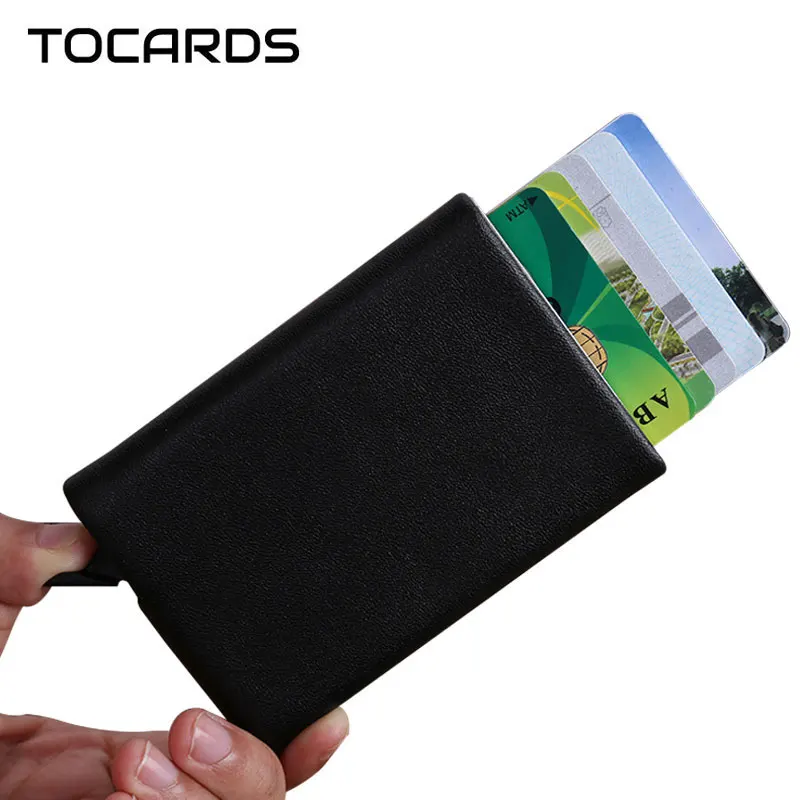 Automatic Leather Alloy Credit Card Holder Men's ID Business Multi ...