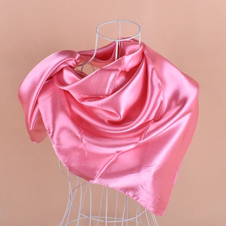 Однотонный Атлас роян Шелковый Hijabs квадратный шарф, шарф шарфы 90*90 см 50 шт./лот#2086