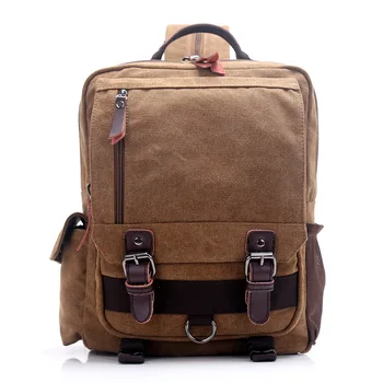 

Men's Women's Vintage Canvas Leather Cotton Bag Rucksack Mountaineering Book Backpack Laptop School Casual Backpacks