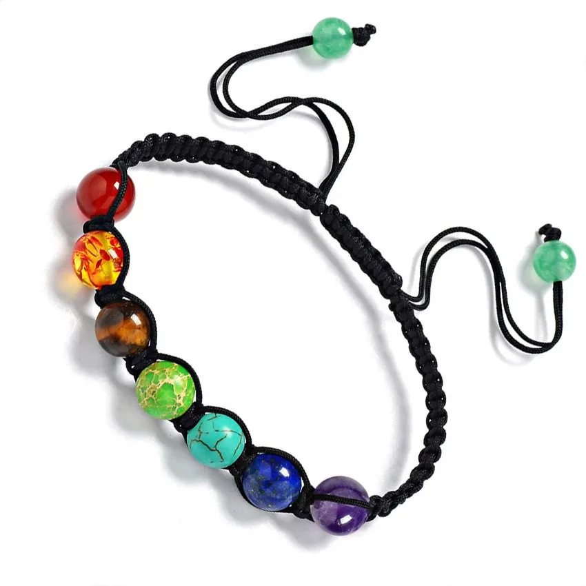 

DreamBell women men 8mm Beads Rainbow Bracelet Bangle Healing Balance Bead Energy Bracelet