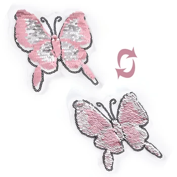 

Crafts Sew On Patches Reversible Change Color Butterfly Sequins For Clothes DIY Patch Applique Bag Clothing Coat
