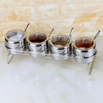 

Container Powder Condiment Spice Jar Bowl Seasoning Stainless Steel Box Reusable Transparent Bowl Salt And Pepper Bottle LY515