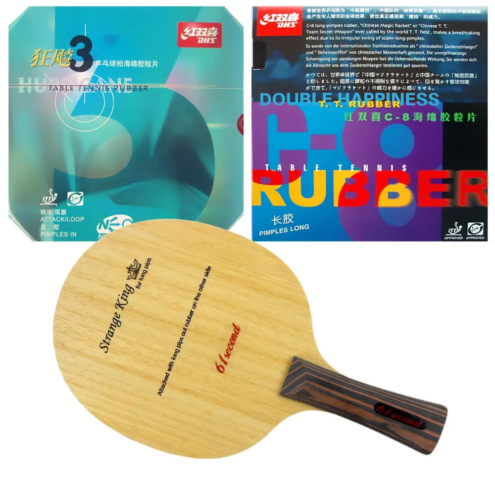 

61second Strange King Blade with DHS C8 and NEO Hurricane3 Rubbers for a Table Tennis Combo Racket with a free Cover FL