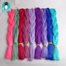 Роскошные 1 упаковка 80 г Твердые 2" 60 см сложенные 100 г Ombre Зеленый Фиолетовый Лаванда сиреневый синтетический Джамбо плетение волос для дредов