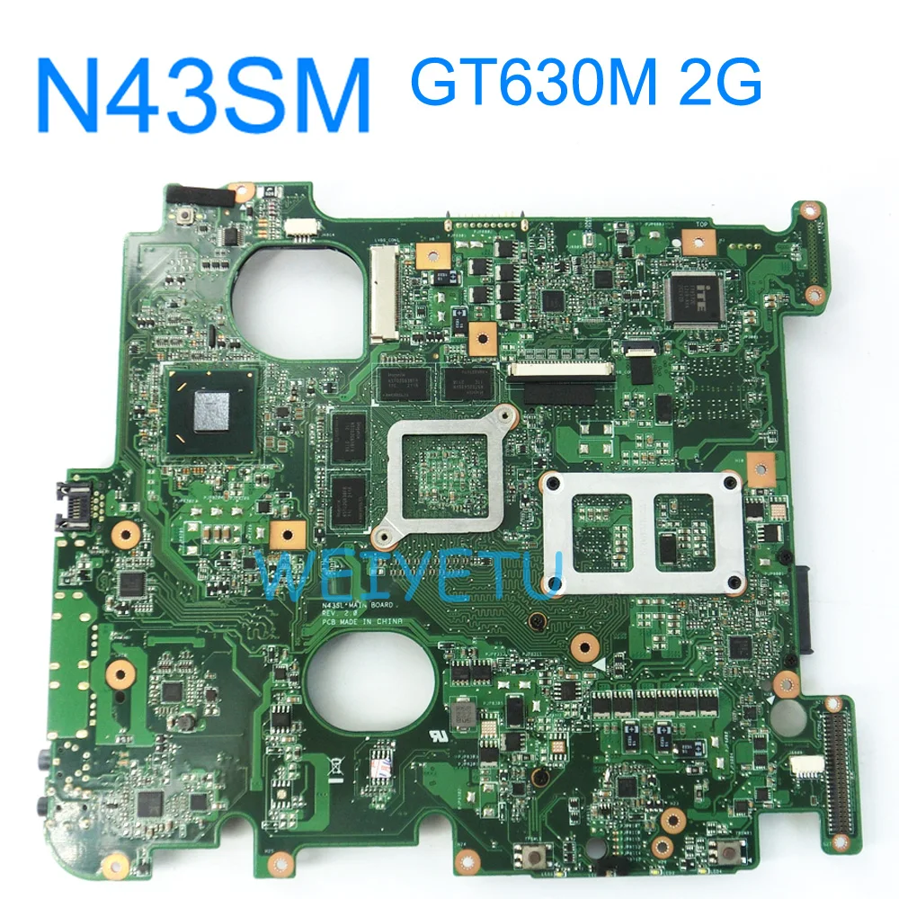 

N43SM Laptop Motherboard for asus GT630M Video Chip N43SL N43S N43SN N43SM 2G Motherboard