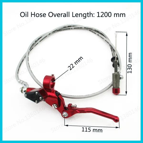 Гидравлический рычаг сцепления Главный цилиндр мм 1200 мм линия для ATV Quad Грязь двигатель велосипед Цикл мотокросс