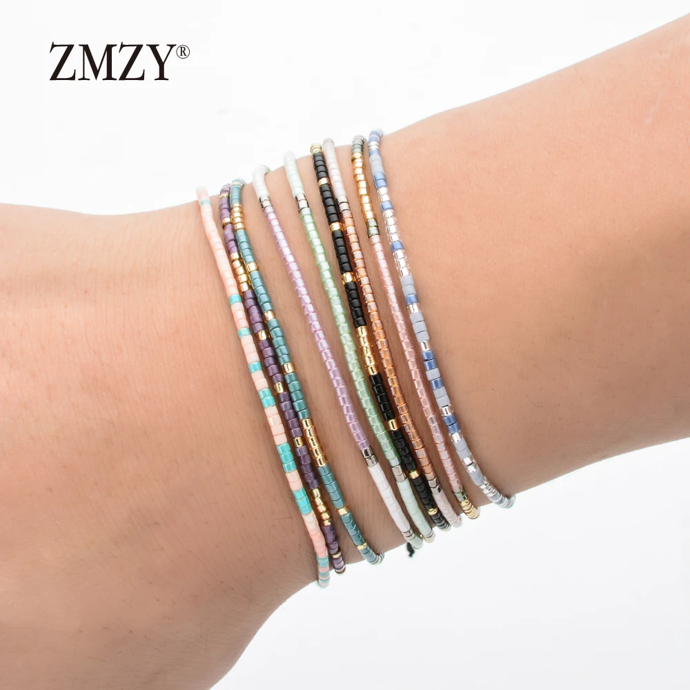 ZMZY Boho Multicolor Miyuki Bracelets for Women Cute Mini Delica Beads Bracelet Jewelry Adjustable Rope Chain Bracelet Femme