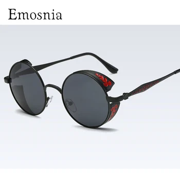 

Emosnia Matal Frame Steampunk Sunglasses Man Round Vintage Brand Designer Ladies Sunglass Women Mirror Oculos De Sol Feminino