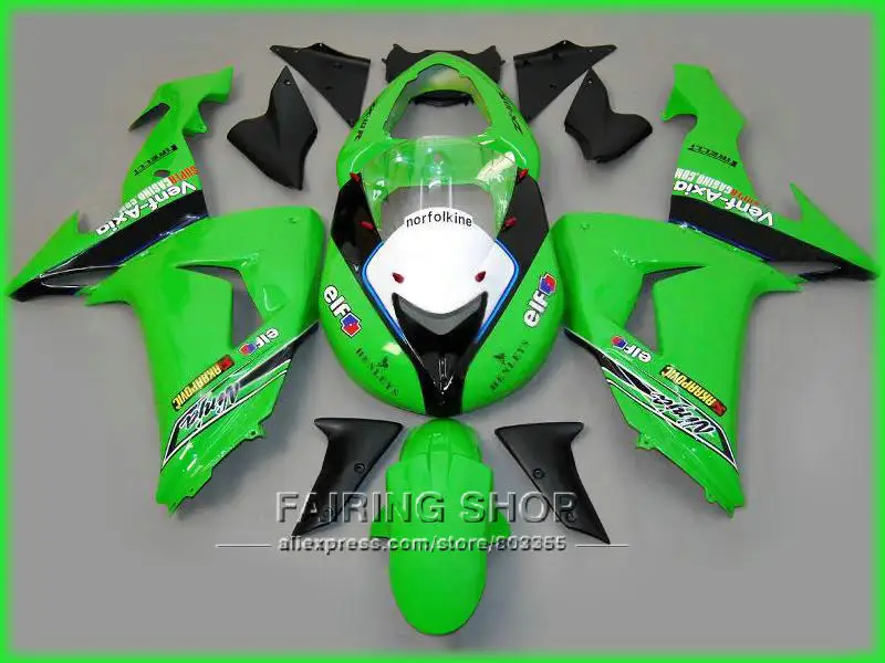 Зеленые Обтекатели для Kawasaki Ninja ZX10r 2006 2007 06 07 комплект обтекателей лучшего