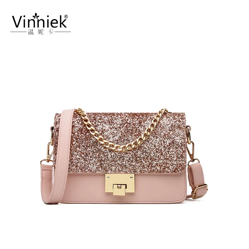 

Fashion solid color shoulder bag Messenger bags ladies 2019 metal chain small square bag PU leather ladies luxury brand handbag