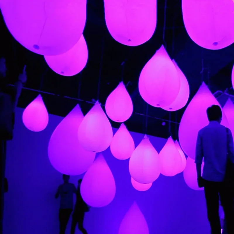 

5pcs Funny PVC Inflatable LED Balloon Touch Infection Gradual Discoloration Water droplets shape Hanging Decor LED Balloon Light