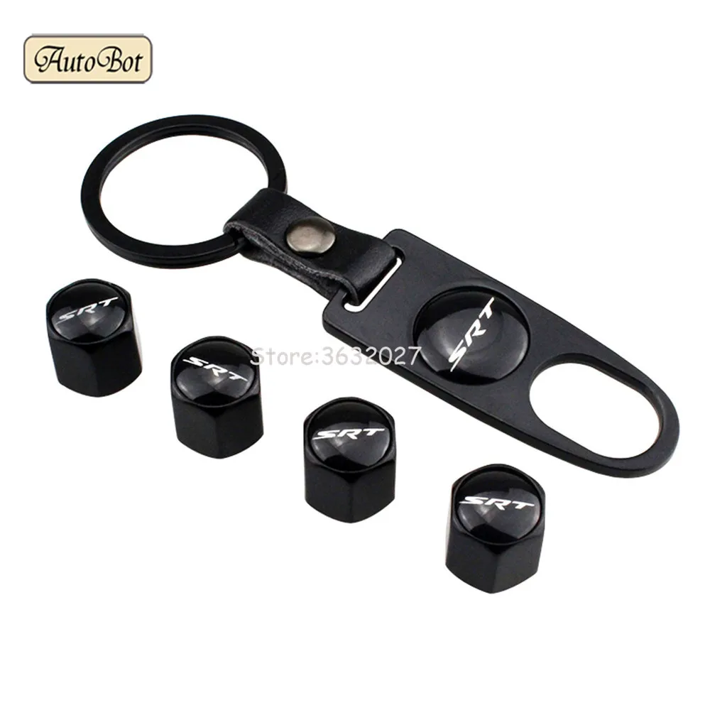 Car Styling SRT Logo Wheel Tire Valve Caps With Keychain For JEEP Grand