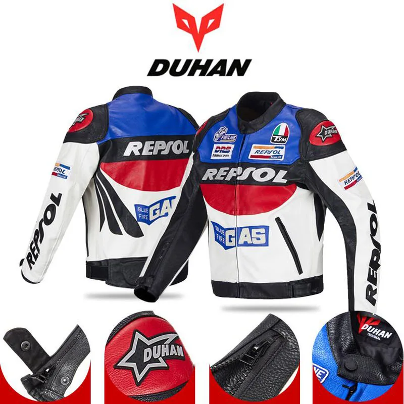 Duhan-男性用モトクロスバイクジャケット,レプソルレザー