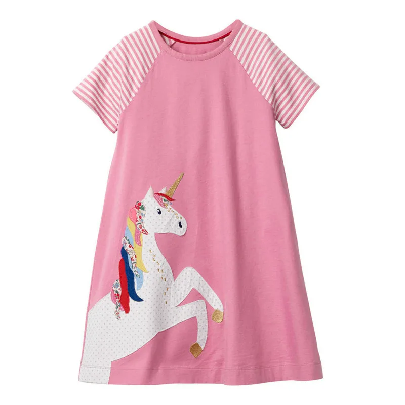 

New Unicorn Baby Girls Dress Casual Princess Dresses Children Clothing Short Sleeve 100% Cotton Kids Clothes Girl Costume 2019