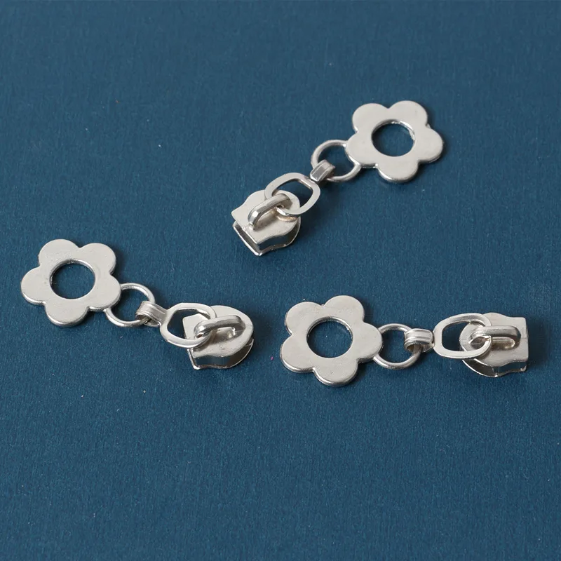 Nylon Zipper Slider Plating Metal Flower Puller Repair Kits 10pcs 5# Coat Wallet Suitcase Accessories Tailor Tool zipper repair kit,zipper pullers,zipper sliders,zipper heads,zipper accessories