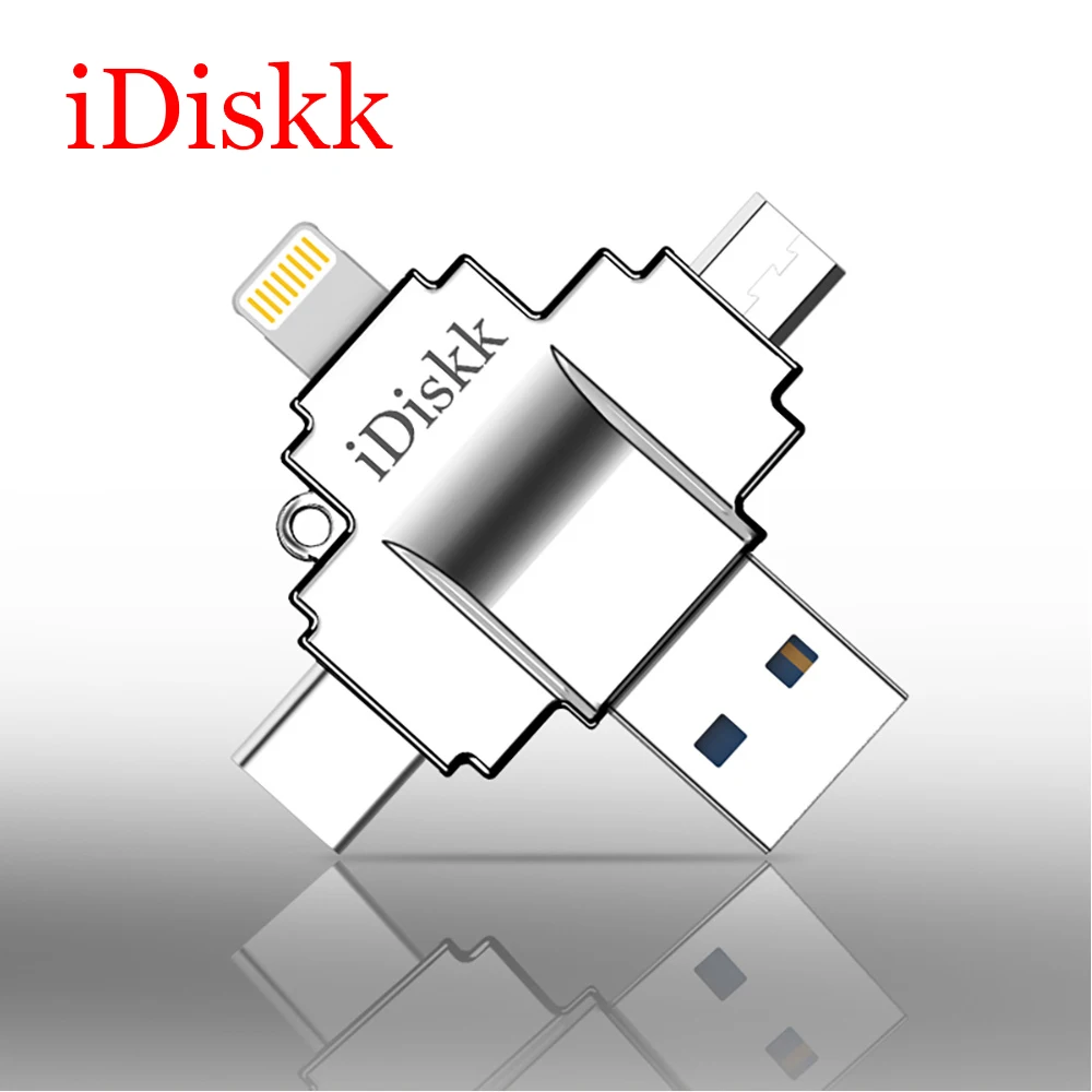 

iDiskk USB Flash Drive 3.0 High Speed for iPhone/Android/PC/Tablet 4 in 1 Pendrives Fingerprint Unlock 32G Stick Flash Memory