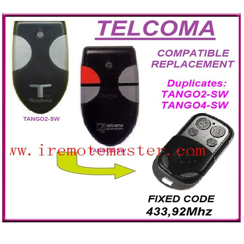 

TELCOMA garage door remote control TANGO2-SW,TANGO4-SW compatible replacement FREE SHIPPING