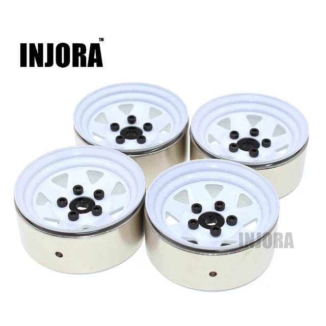 Cheap 4PCS RC Crawler 1:10 White Metal Wheel Rim 1.9 Inch BEADLOCK for 1/10 Axial SCX10 TAMIYA CC01 D90 D110 Traxxas TRX-4 
