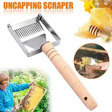 Stainless Steel Bee Hive Uncapping Honey Fork Scraper Shovel with Wooden Handle Beekeeping Tool