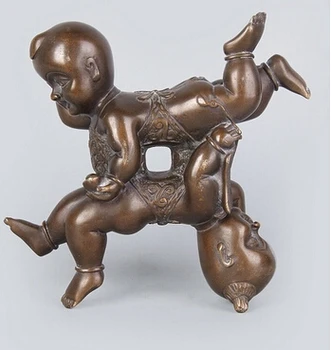 

Copper decoration Fine Buddha Brass Chinese Folk Art Statue of bronze sculptures of the Mascot Fuwa House on the Bronze New Year