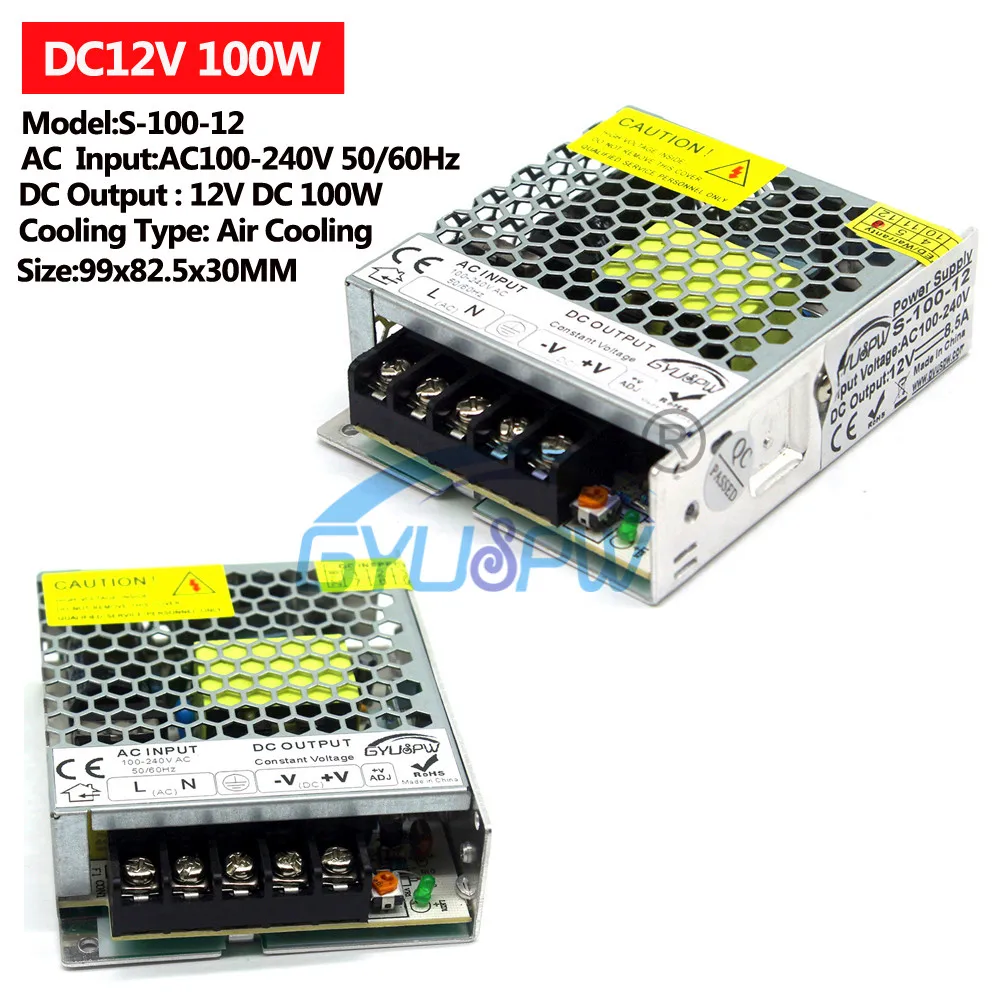 Светодиодный импульсный источник питания DC12V DC24V 15 Вт 24 Вт 36 Вт 48 Вт 60 Вт 72 Вт 100 Вт 120 Вт источник питания трансформатор переменного тока в постоянный ток 12 в 24 В SMPS