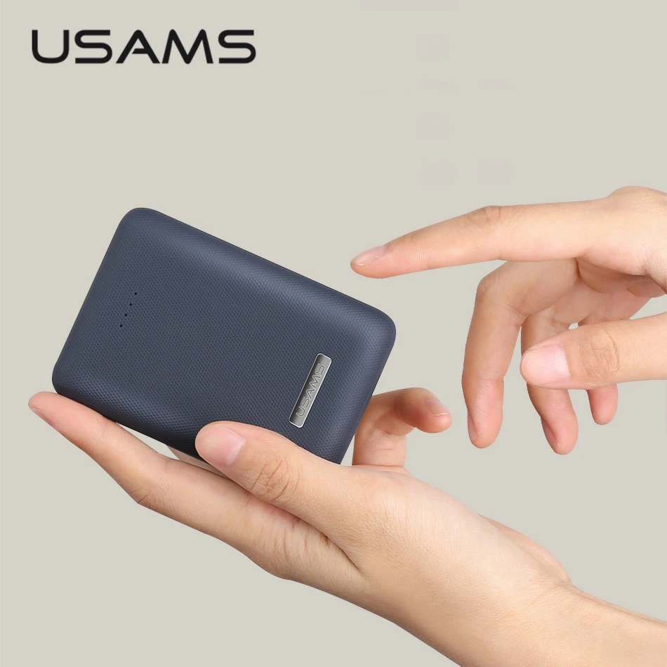 Мини банк питания 10000 мАч USAMS Light Dual USB ультратонкое портативное Внешнее зарядное
