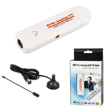 Portable USB Tuner FTA Digital MPEG-4 H.264 DVB-T2 DVB-T DVB-C + Analog TV + FM USB Stick Laptop PC HDTV With UHF VHF Antenna