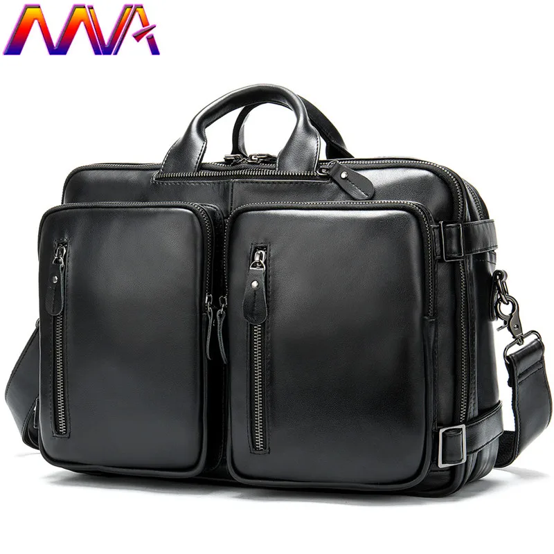 

MVA Genuine Leather Men`s Travelling Bag Fashion Laptop Computer Leather Travel Bag Quality Cowhide Leather Men Travel Backpack
