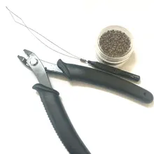 Nano Совет Расширение применить комплекты 1000 шт. нано Кольца Бусы+ 1 шт. цикл иглы+ нано кольцо волос плоскогубцы proffessional волос Инструменты