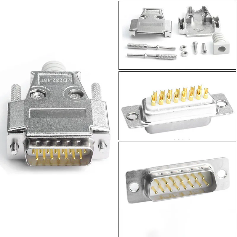 DB15 VGA порт адаптер мужской и женский 2 ряда 15 pin последовательный порт параллельного ввода-вывода пайки разъем металлический корпус разъем и разъем