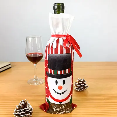 NICROLANDEE Рождественская бутылка вина крышка снеговик чулок держатели для подарков Рождество Navidad Декор год вечерние украшения DIY - Цвет: Snowman